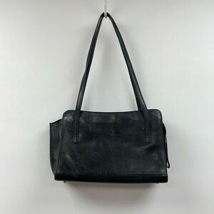 Vintage Monsac Leather Rectangular Satchel Handbag Black 10"x6"x3"